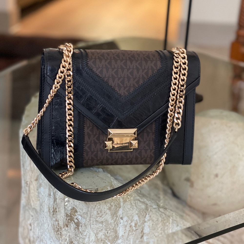 Small Structured Michael Kors MK Logo Cross Body Chain Bag